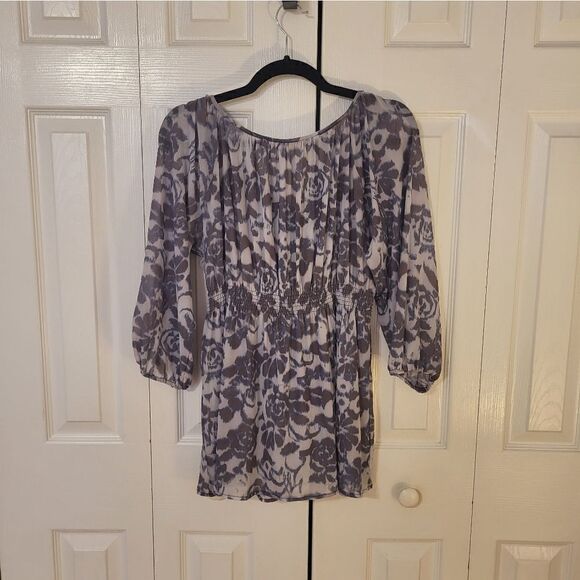 Boston Proper lavender/ grey 3/4 length sleeve blouse - Picture 9 of 10